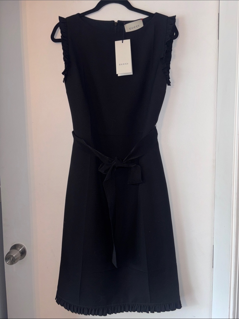 NWT Gucci Black Silk, Wool Blend Mini Dress